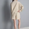 Pantaloni scurți din poplin de bumbac cu dungi Pantaloni scurți din poplin de bumbac cu dungi