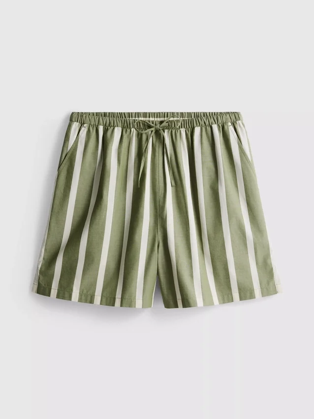 Pantaloni scurți din poplin de bumbac cu dungi Pantaloni scurți din poplin de bumbac cu dungi