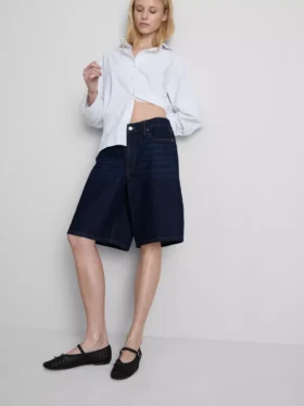 Pantaloni Scurți lungi din denim de bumbac