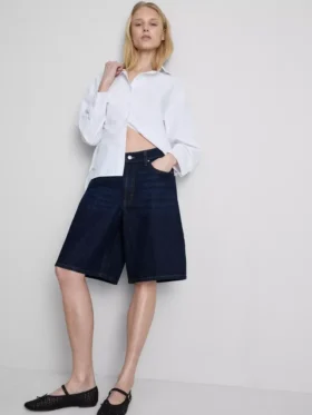 Pantaloni Scurți lungi din denim de bumbac