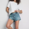 Pantaloni Scurți mini din denim de bumbac Pantaloni Scurți mini din denim de bumbac