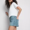 Pantaloni Scurți mini din denim de bumbac Pantaloni Scurți mini din denim de bumbac