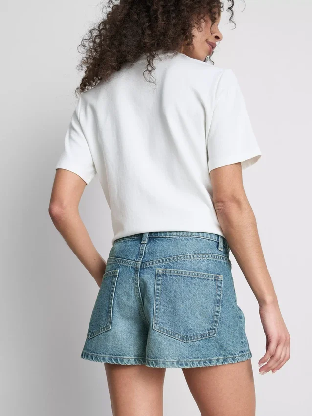 Pantaloni Scurți mini din denim de bumbac Pantaloni Scurți mini din denim de bumbac