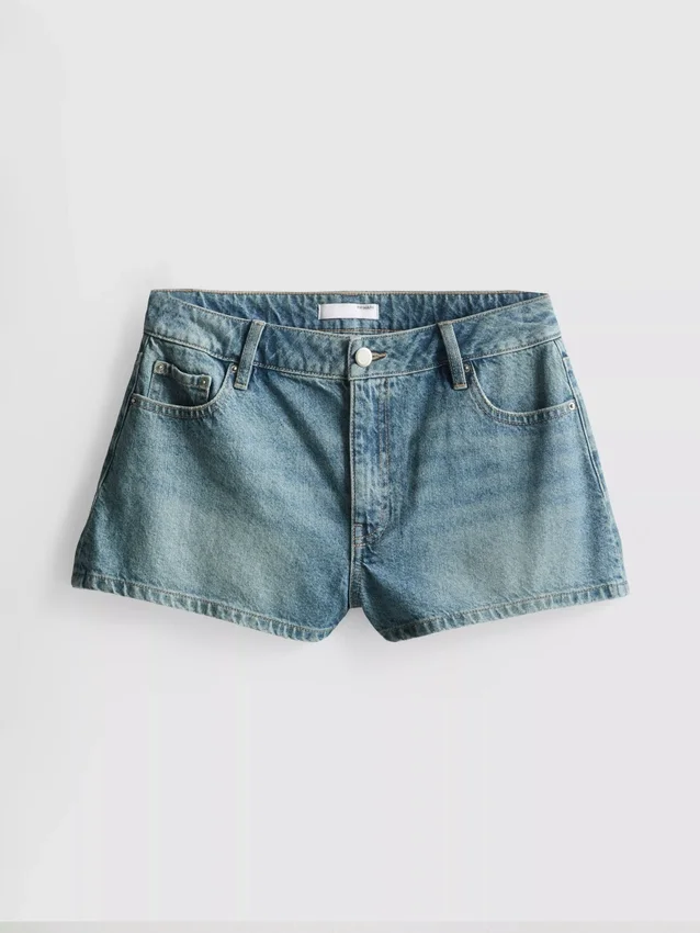 Pantaloni Scurți mini din denim de bumbac Pantaloni Scurți mini din denim de bumbac