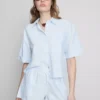 Pantaloni scurți oxford cu dungi și talie înaltă Pantaloni scurți oxford cu dungi și talie înaltă