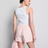 Pantaloni scurți oxford cu dungi și talie înaltă Pantaloni scurți oxford cu dungi și talie înaltă