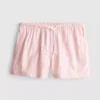 Pantaloni scurți oxford cu dungi și talie înaltă Pantaloni scurți oxford cu dungi și talie înaltă