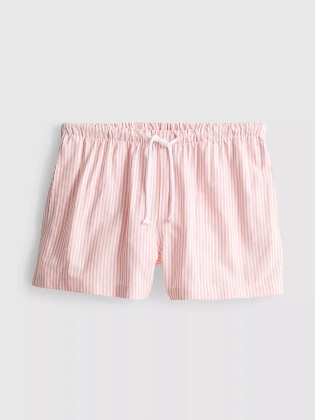 Pantaloni scurți oxford cu dungi și talie înaltă Pantaloni scurți oxford cu dungi și talie înaltă