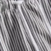 Pantaloni scurți oxford cu dungi și talie înaltă Pantaloni scurți oxford cu dungi și talie înaltă