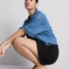 Pantaloni scurți plisați din amestec de in Pantaloni scurți plisați din amestec de in