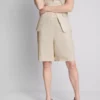 Pantaloni Scurți plisati din amestec de in
