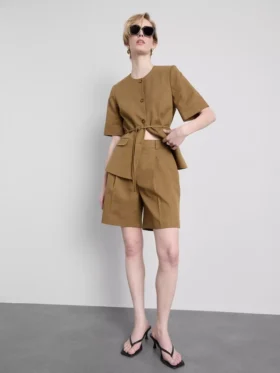Pantaloni Scurți safari din amestec de bumbac