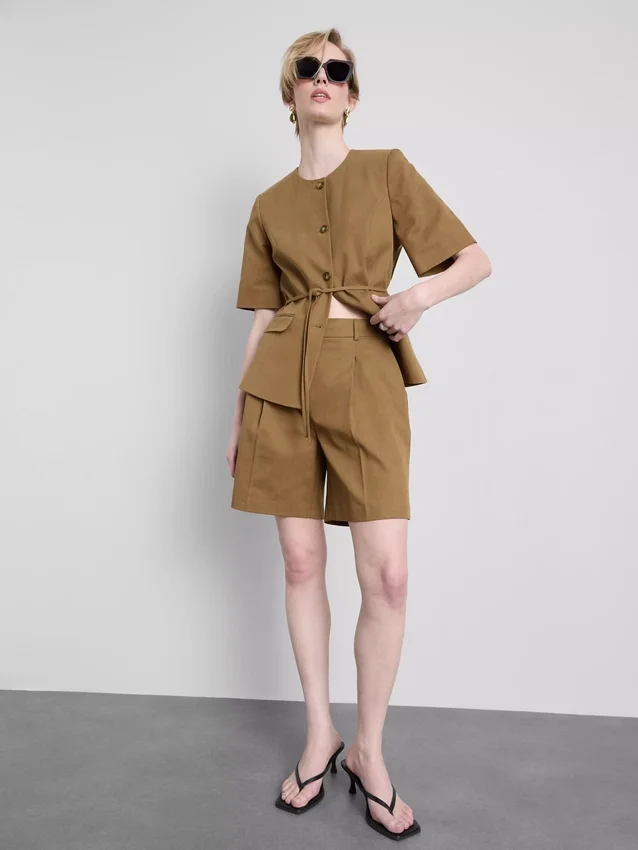 Pantaloni Scurți safari din amestec de bumbac Pantaloni Scurți safari din amestec de bumbac