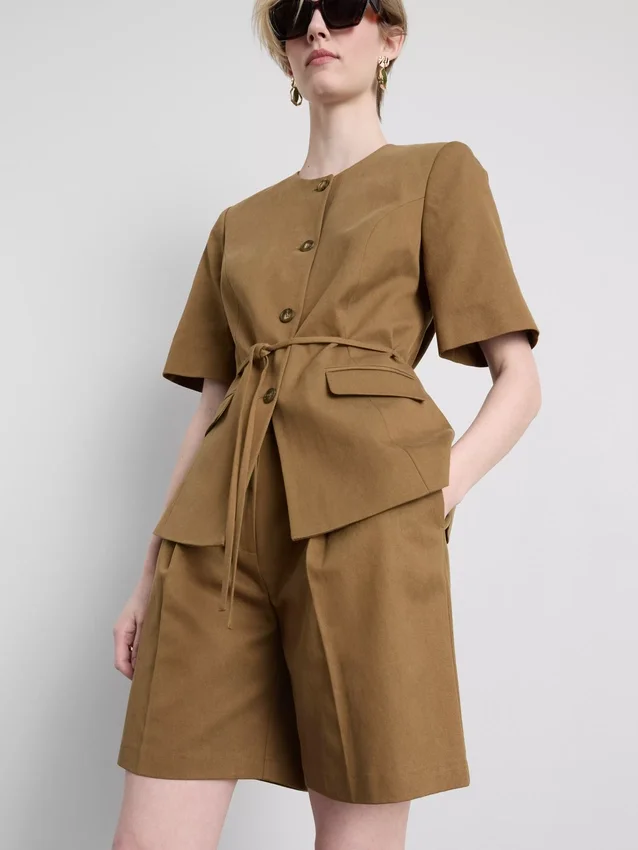Pantaloni Scurți safari din amestec de bumbac Pantaloni Scurți safari din amestec de bumbac