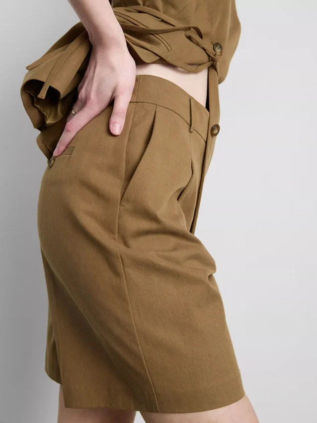 Pantaloni Scurți safari din amestec de bumbac Pantaloni Scurți safari din amestec de bumbac