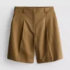 Pantaloni Scurți safari din amestec de bumbac Pantaloni Scurți safari din amestec de bumbac