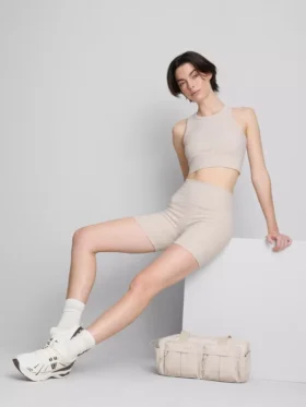 Pantaloni scurți sport fără cusături, cu nervuri