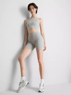 Pantaloni scurți sport fără cusături, cu nervuri