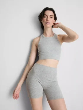Pantaloni scurți sport fără cusături, cu nervuri