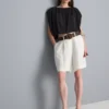 Pantaloni scurți tip bermuda cu textură și curea