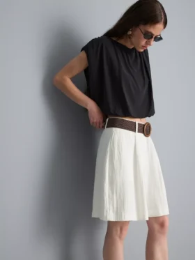 Pantaloni scurți tip bermuda cu textură și curea