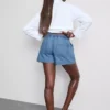 Pantaloni scurți utilitari din denim de bumbac Pantaloni scurți utilitari din denim de bumbac