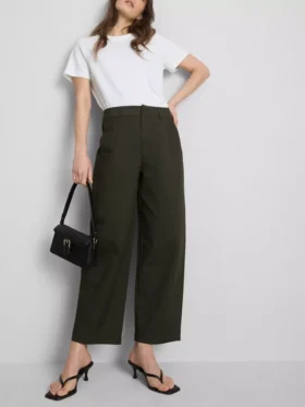 Pantaloni utilitari cu croi evazat, cu conținut ridicat de bumbac Pantaloni utilitari cu croi evazat, cu conținut ridicat de bumbac