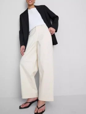 Pantaloni utilitari cu croi evazat, cu conținut ridicat de bumbac Pantaloni utilitari cu croi evazat, cu conținut ridicat de bumbac