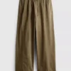 Pantaloni utilitari cu croi larg și detalii la cusături Pantaloni utilitari cu croi larg și detalii la cusături