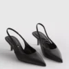 Pantofi cu toc înalt din imitație de piele, cu baretă în spate