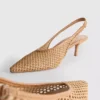 Pantofi cu toc înalt, din plasă țesută, cu vârf ascuțit