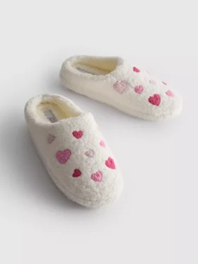 Papuci de Casă din fleece cu inimioare