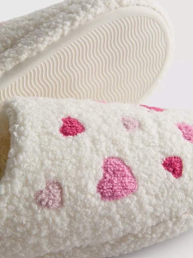 Papuci de Casă din fleece cu inimioare Papuci de Casă din fleece cu inimioare