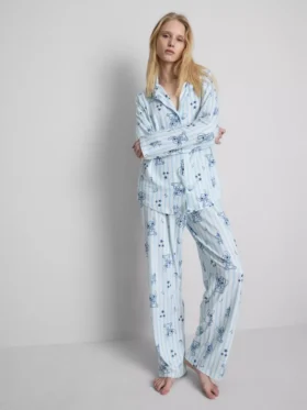 Pijamale boyfriend cu dungi Stitch de la Disney