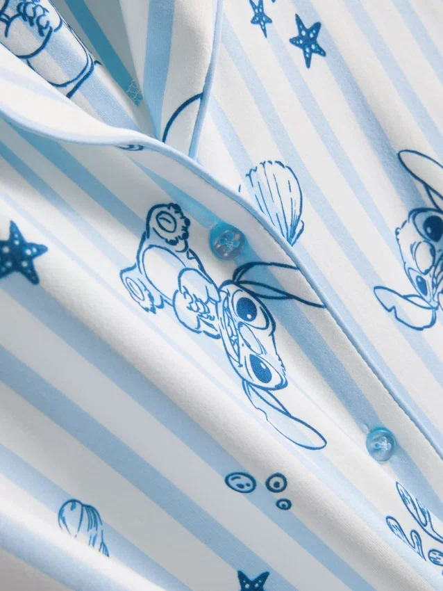 Pijamale boyfriend cu dungi Stitch de la Disney Pijamale boyfriend cu dungi Stitch de la Disney