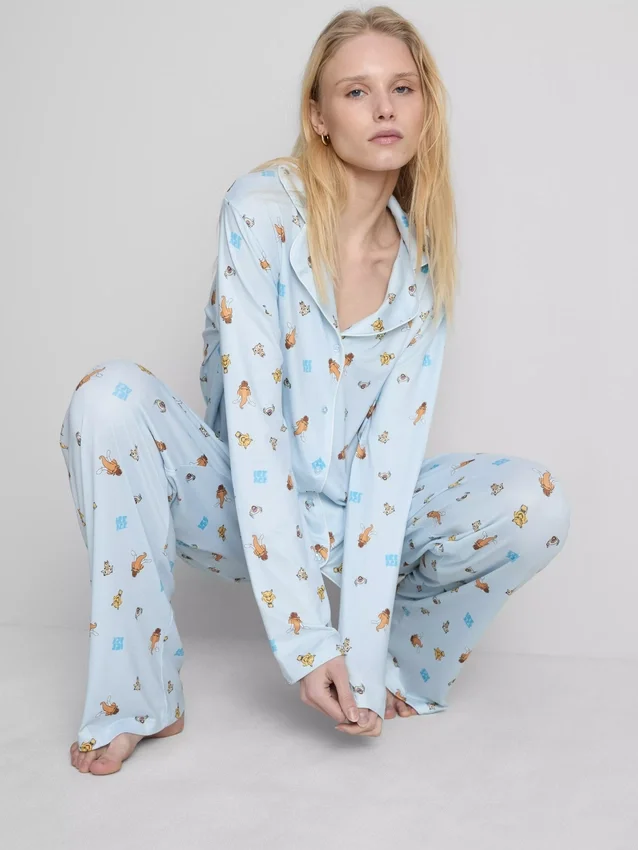 Pijamale boyfriend cu imprimeu Ice Age Pijamale boyfriend cu imprimeu Ice Age