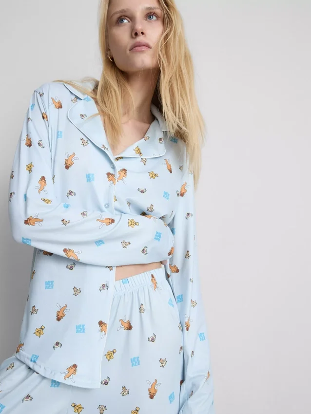 Pijamale boyfriend cu imprimeu Ice Age Pijamale boyfriend cu imprimeu Ice Age