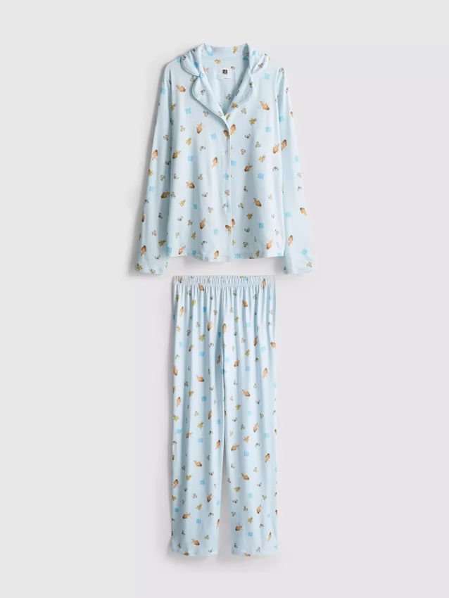 Pijamale boyfriend cu imprimeu Ice Age Pijamale boyfriend cu imprimeu Ice Age