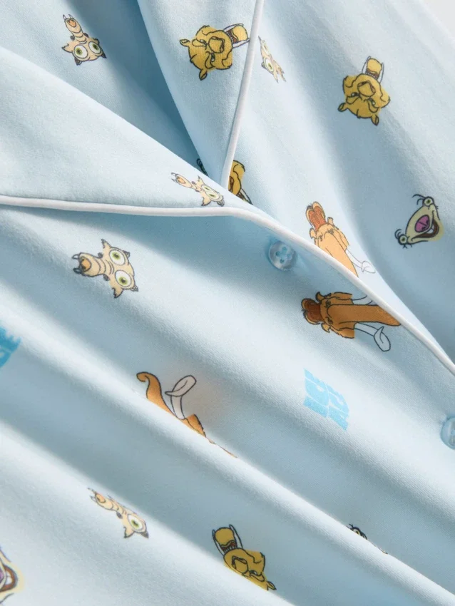 Pijamale boyfriend cu imprimeu Ice Age Pijamale boyfriend cu imprimeu Ice Age