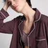 Pijamale boyfriend din jersey cu bordură Pijamale boyfriend din jersey cu bordură