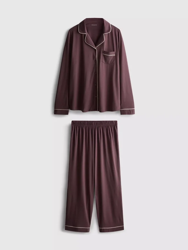 Pijamale boyfriend din jersey cu bordură Pijamale boyfriend din jersey cu bordură