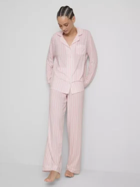Pijamale „boyfriend” din jersey cu dungi