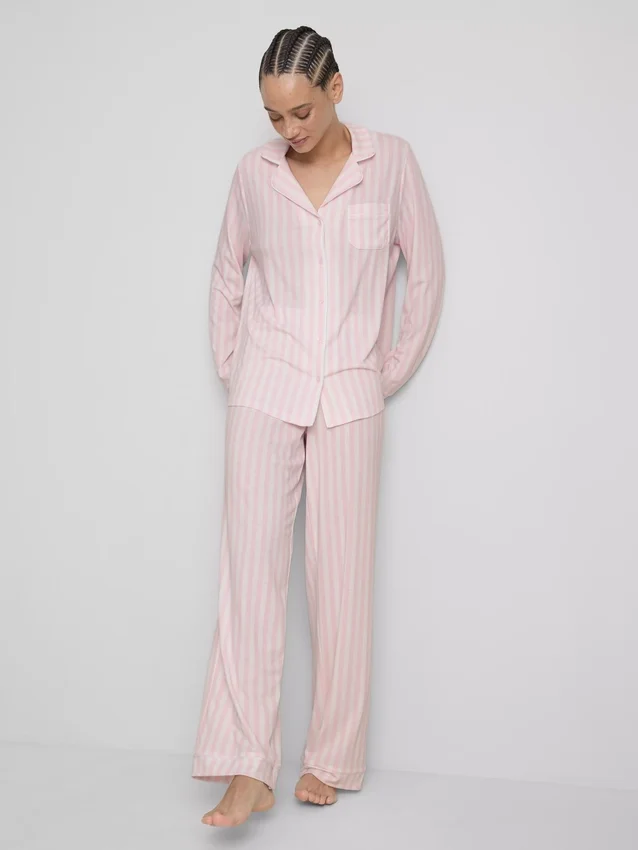 Pijamale „boyfriend” din jersey cu dungi Pijamale „boyfriend” din jersey cu dungi