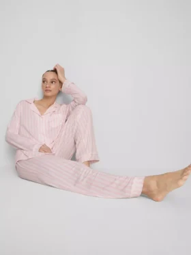 Pijamale „boyfriend” din jersey cu dungi