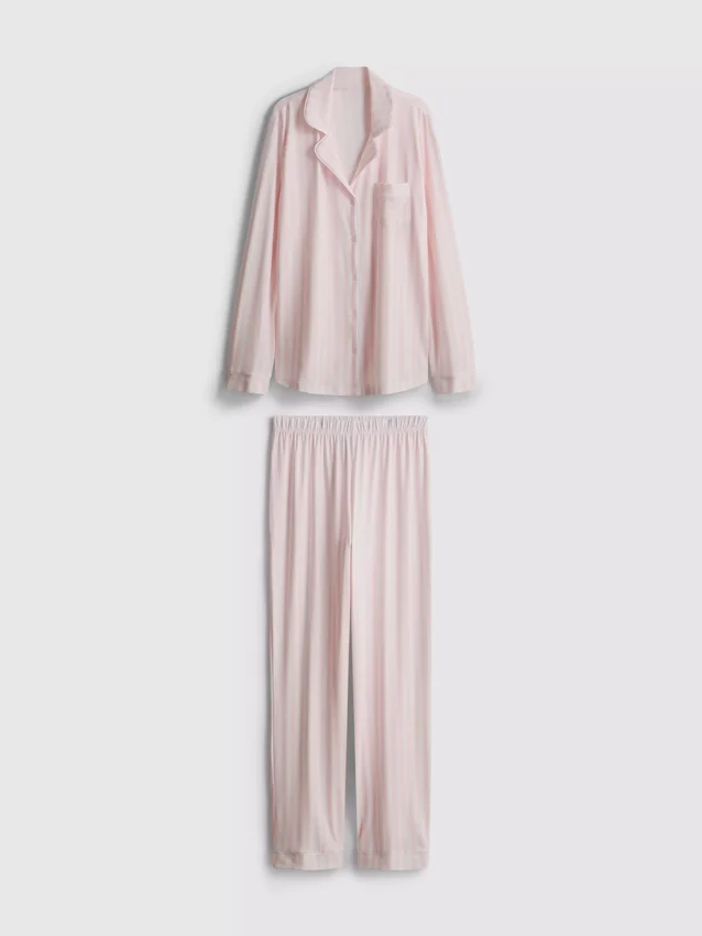 Pijamale „boyfriend” din jersey cu dungi Pijamale „boyfriend” din jersey cu dungi