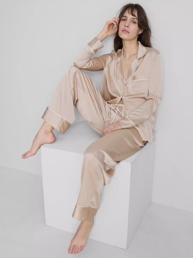 Pijamale „boyfriend” din satin Pijamale „boyfriend” din satin