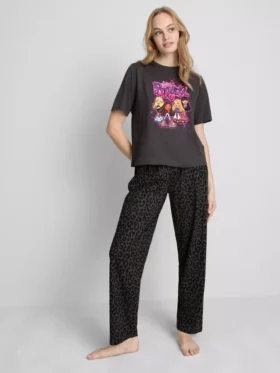 Pijamale Bratz din bumbac cu imprimeu leopard