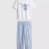 Pijamale cu imprimeu din bumbac cu Stitch de la Disney Pijamale cu imprimeu din bumbac cu Stitch de la Disney