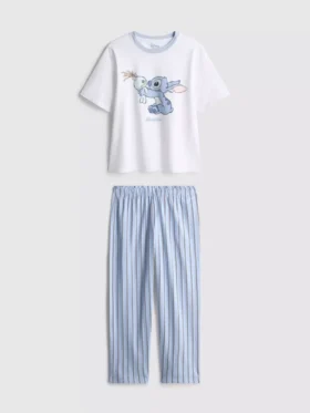 Pijamale cu imprimeu din bumbac cu Stitch de la Disney