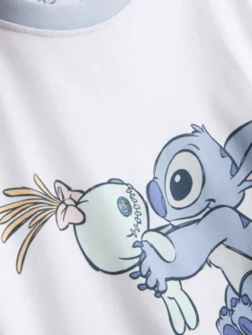 Pijamale cu imprimeu din bumbac cu Stitch de la Disney
